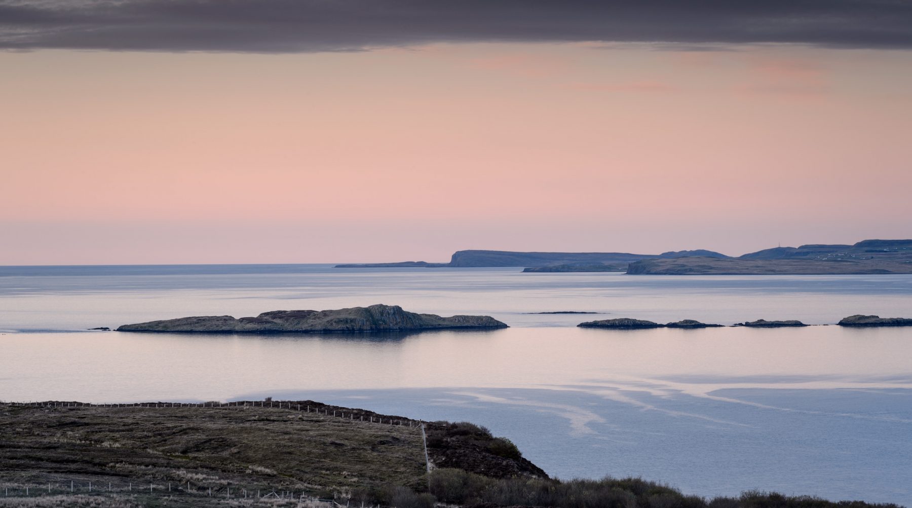 The Ascribe Islands at sunset from Mint Croft luxury self-catering cottages. Stunning sea views from every window.