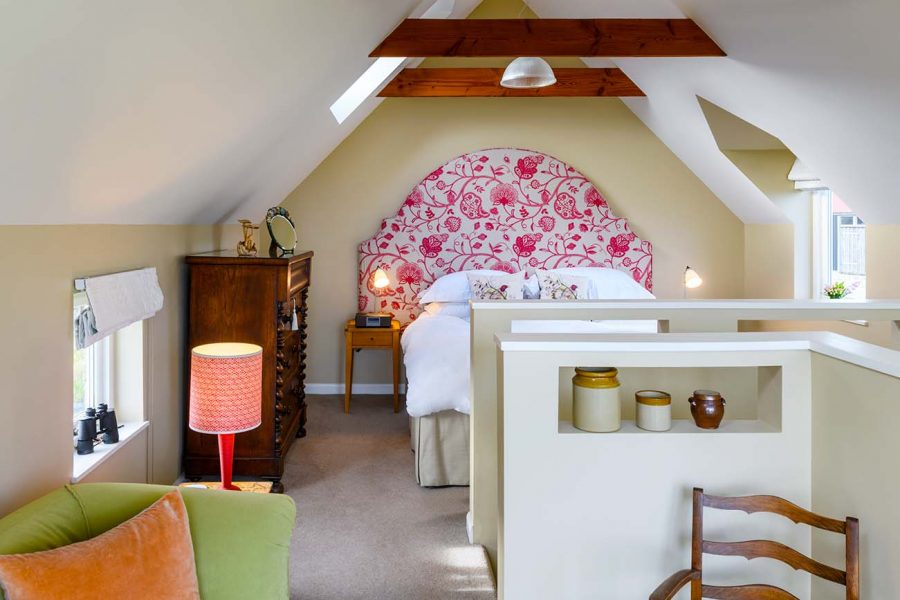 Blackhouse Cottage. The first floor elevated bedroom, with super-king bed and sitting room suite and endless sea views.