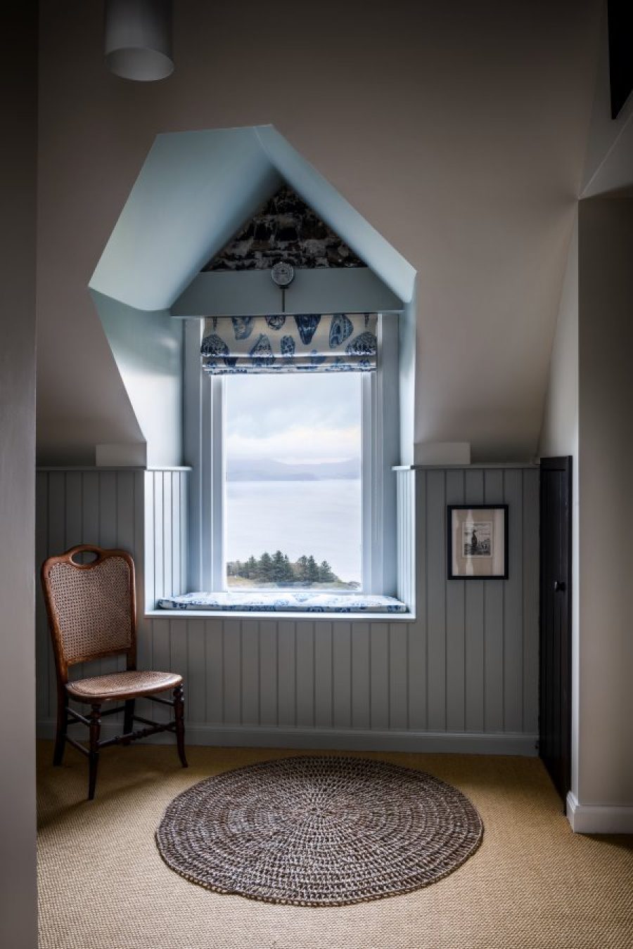 Croft House cottage. Upstairs landing window seat. Gaze out to sea and spot minke whales, dolphins and sea eagles.